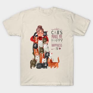 Cat Makes Me Happy T-Shirt